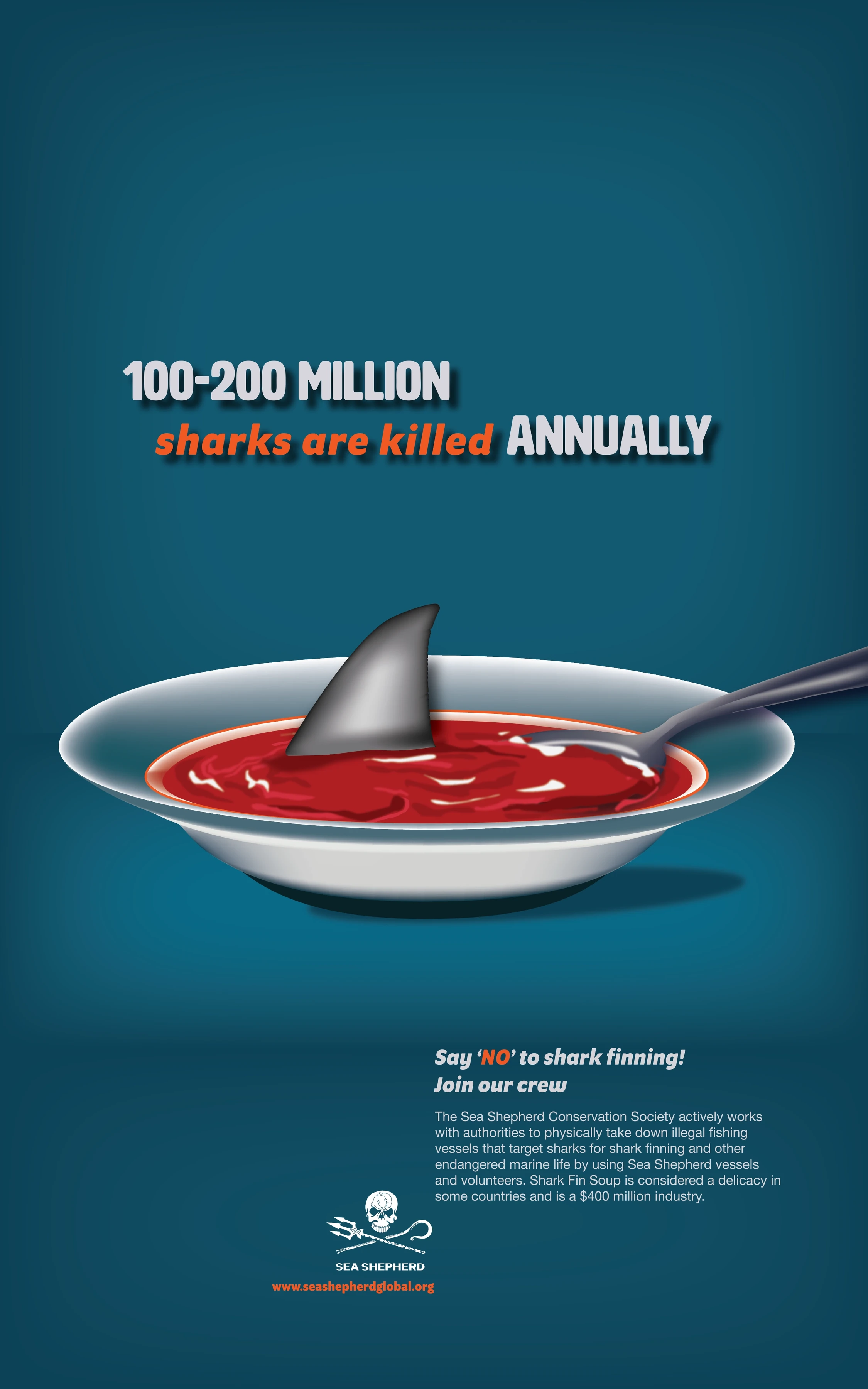 Say No to Shark Finning advocacy poster
